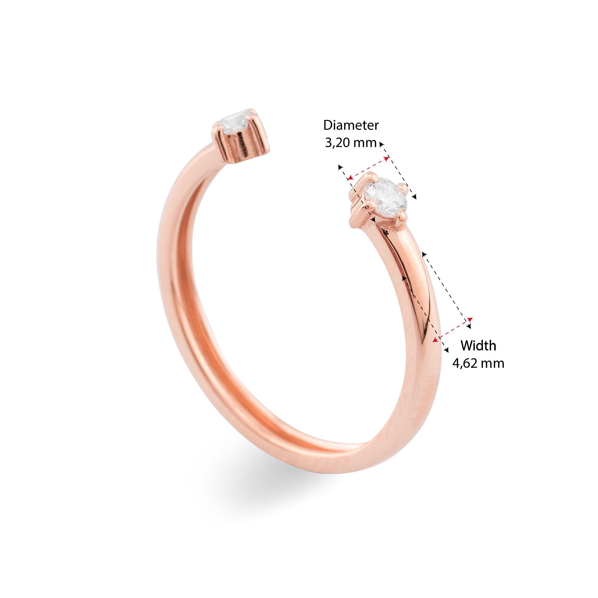 14K Gold Diamond Open Ring for Women/ Dainty Adjustable Gold Ring/ Modern Minimalist Diamond Ring/ Gift for Her/ Stackable Fine Jewelry