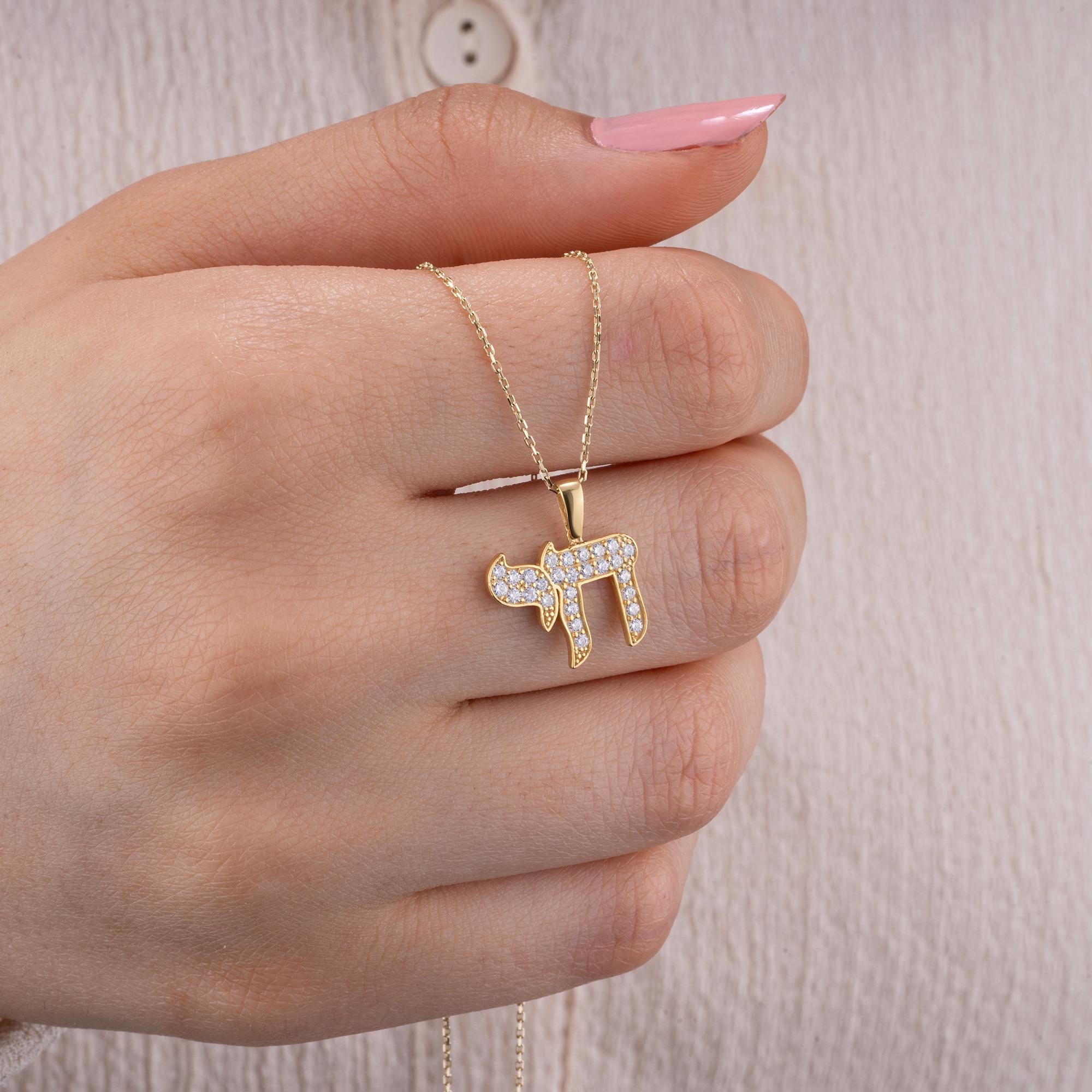 14K Gold Diamond Chai Necklace – Aether