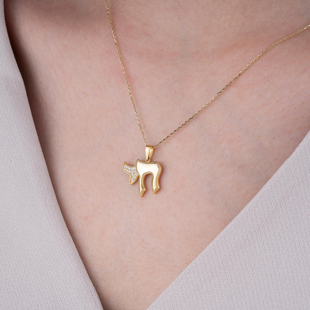 14K Gold Diamond Chai Necklace – Vida