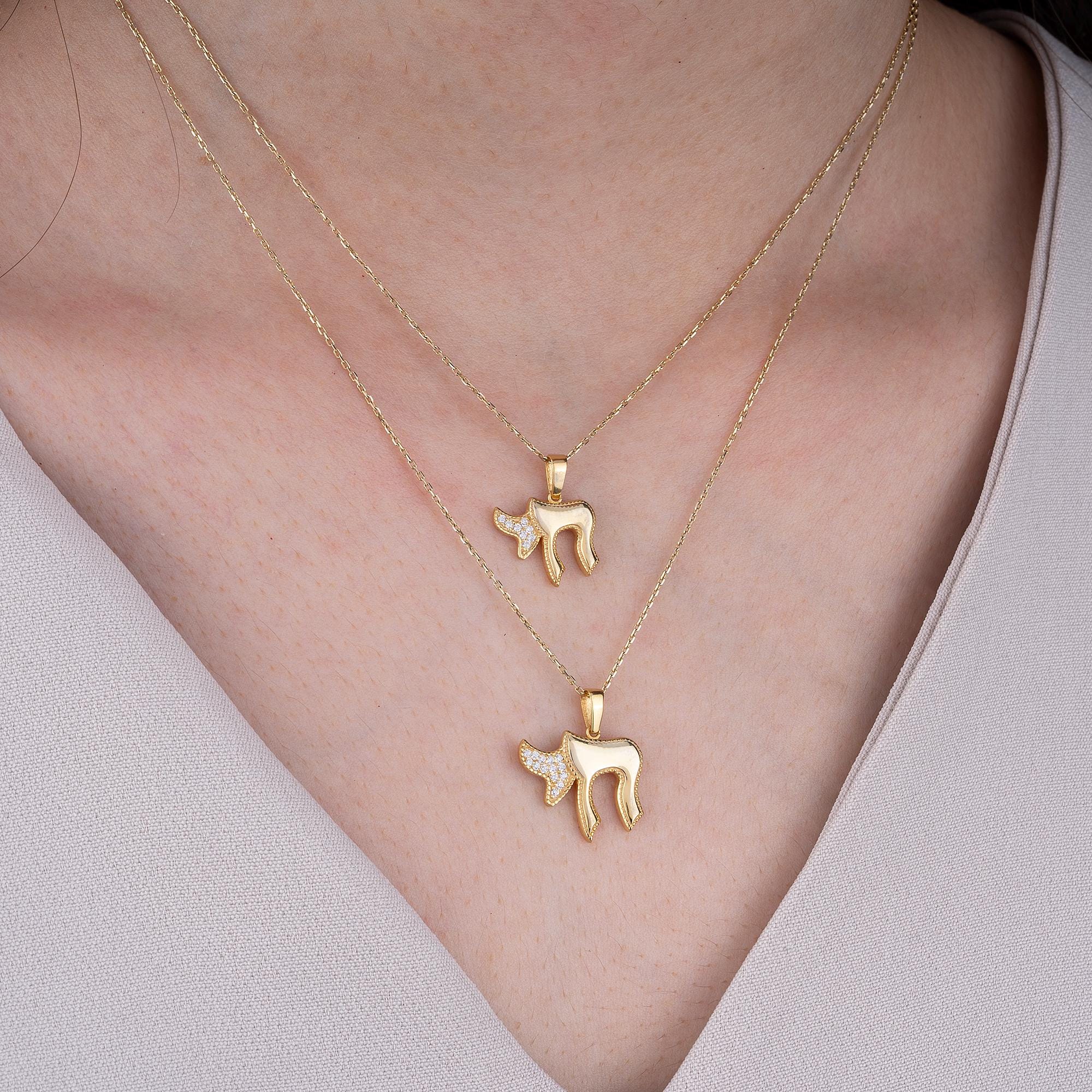 14K Gold Diamond Chai Necklace – Vida