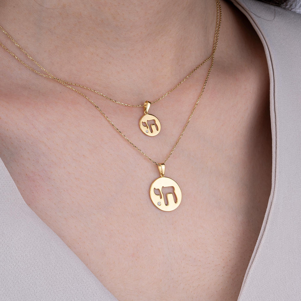 14K Gold Diamond Chai Circle Necklace – Chaiova