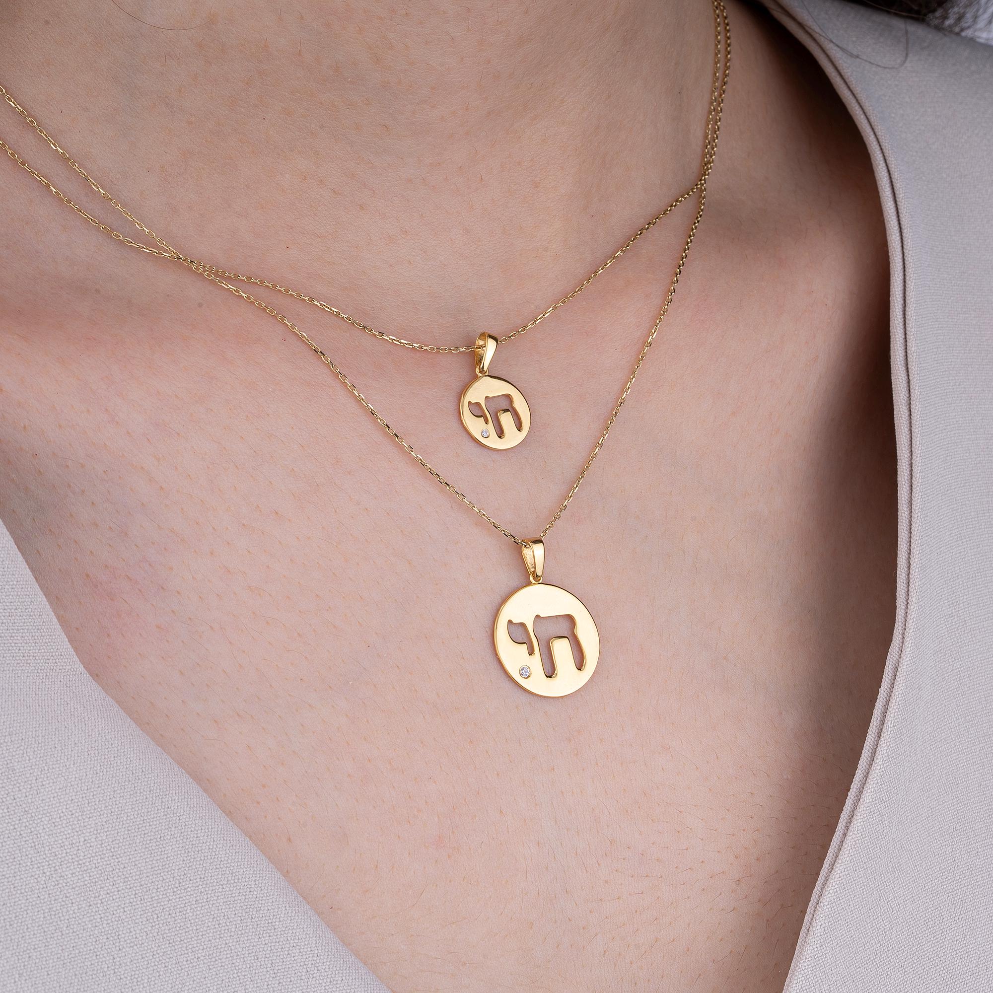 14K Gold Diamond Chai Circle Necklace – Chaiova