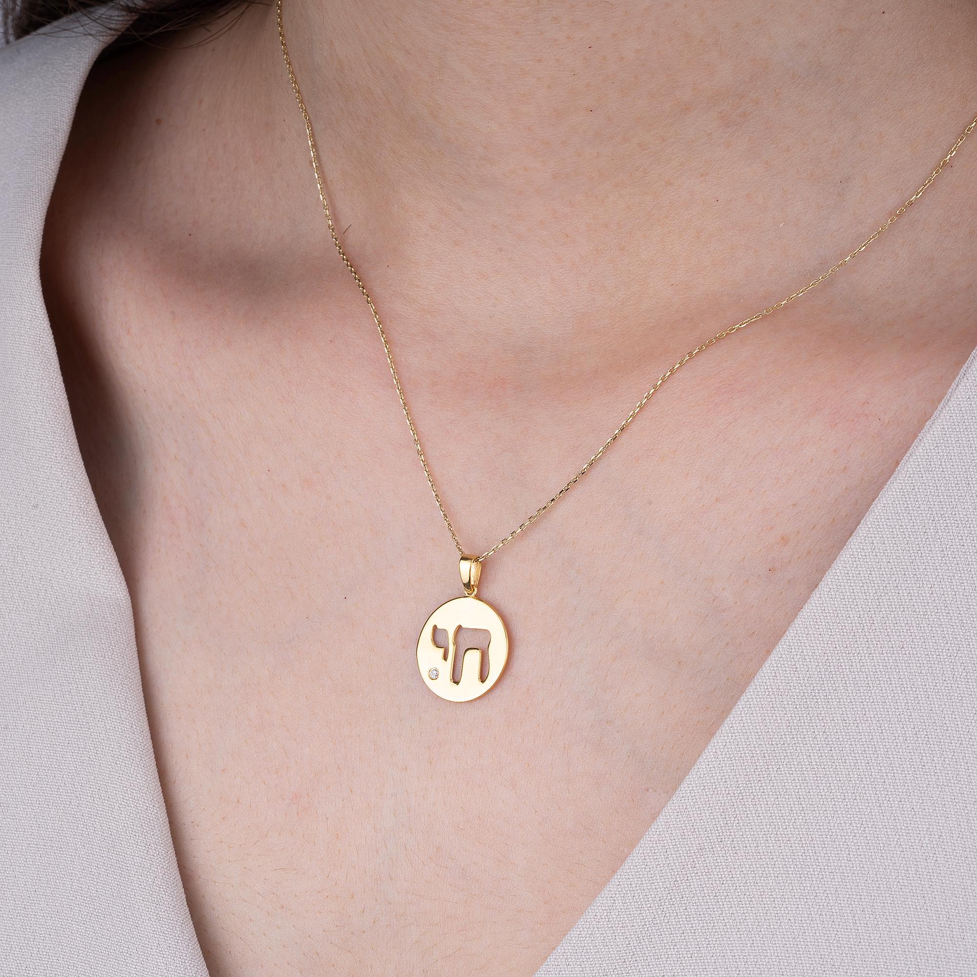 14K Gold Diamond Chai Circle Necklace – Chaiova