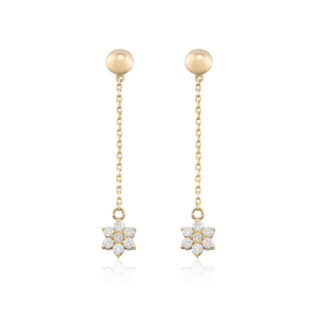 14K Gold Diamond Flower Drop Earrings – Fleur
