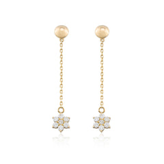 14K Gold Diamond Flower Drop Earrings – Fleur