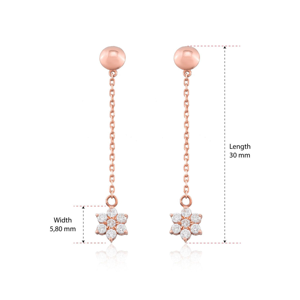14K Gold Diamond Flower Drop Earrings – Fleur