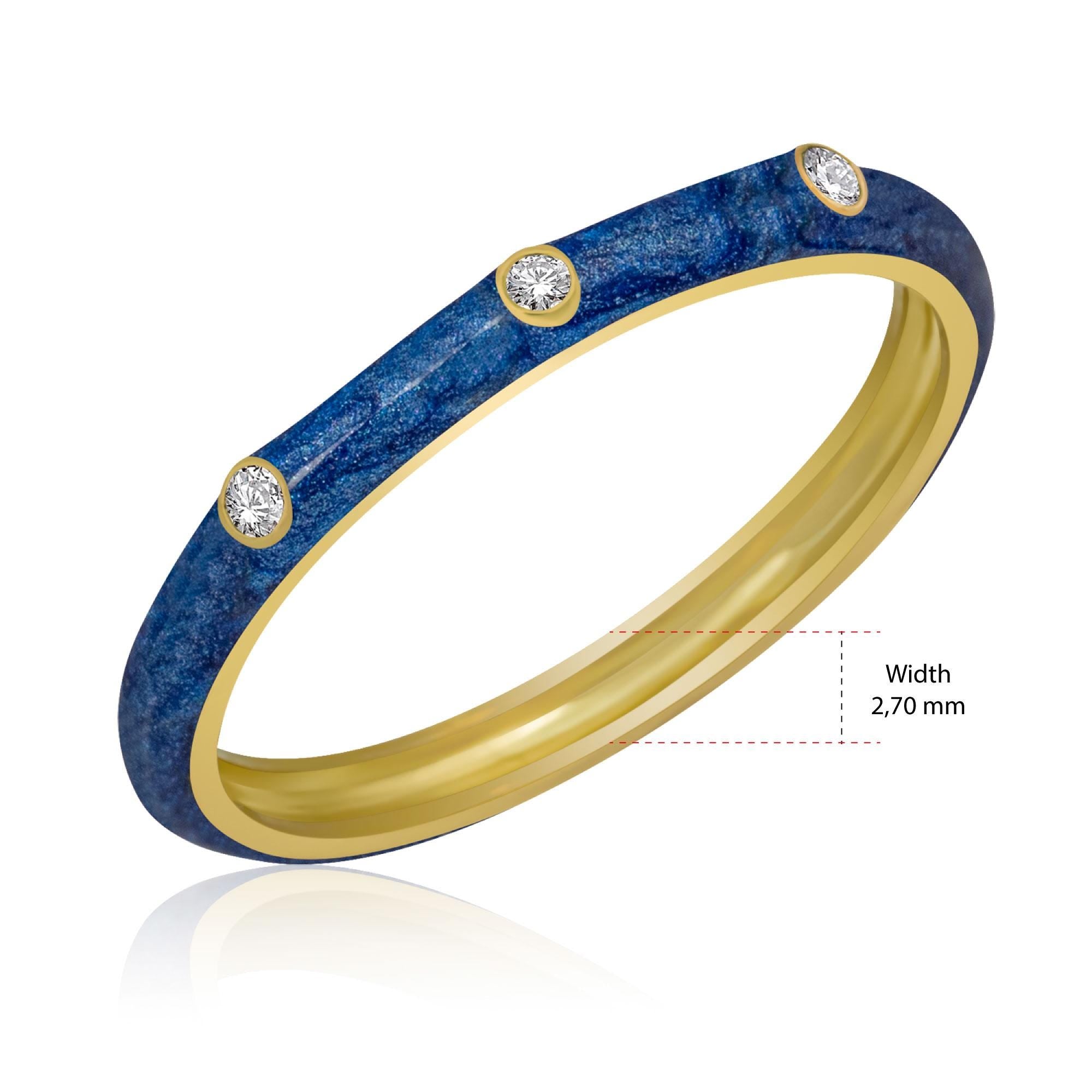 14K Gold Diamond Dark Blue Enamel Ring/ Colourful Enamel Diamond Rings/ Diamond Stackable Ring/ Valentine's Day Gift/ Birthday Gifts for Her