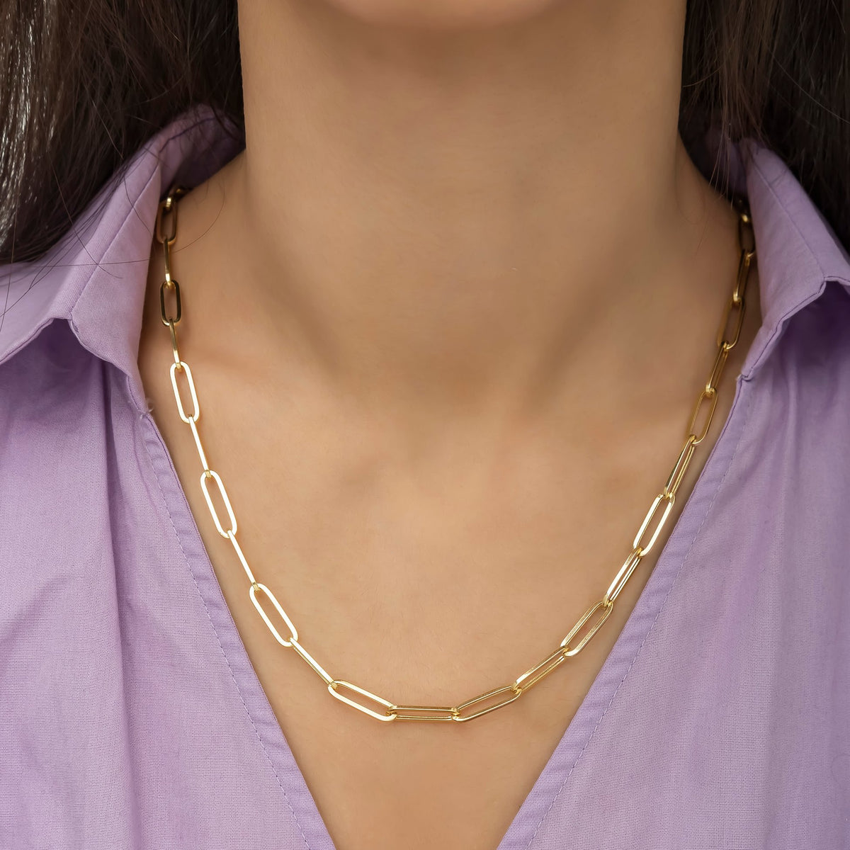 14K Gold Paperclip Chain Necklace