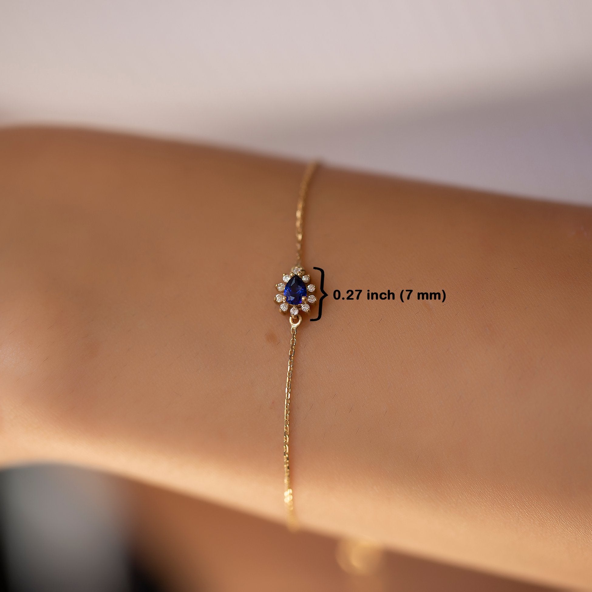 14K Gold Diamond Drop Cut Sapphire Bracelet