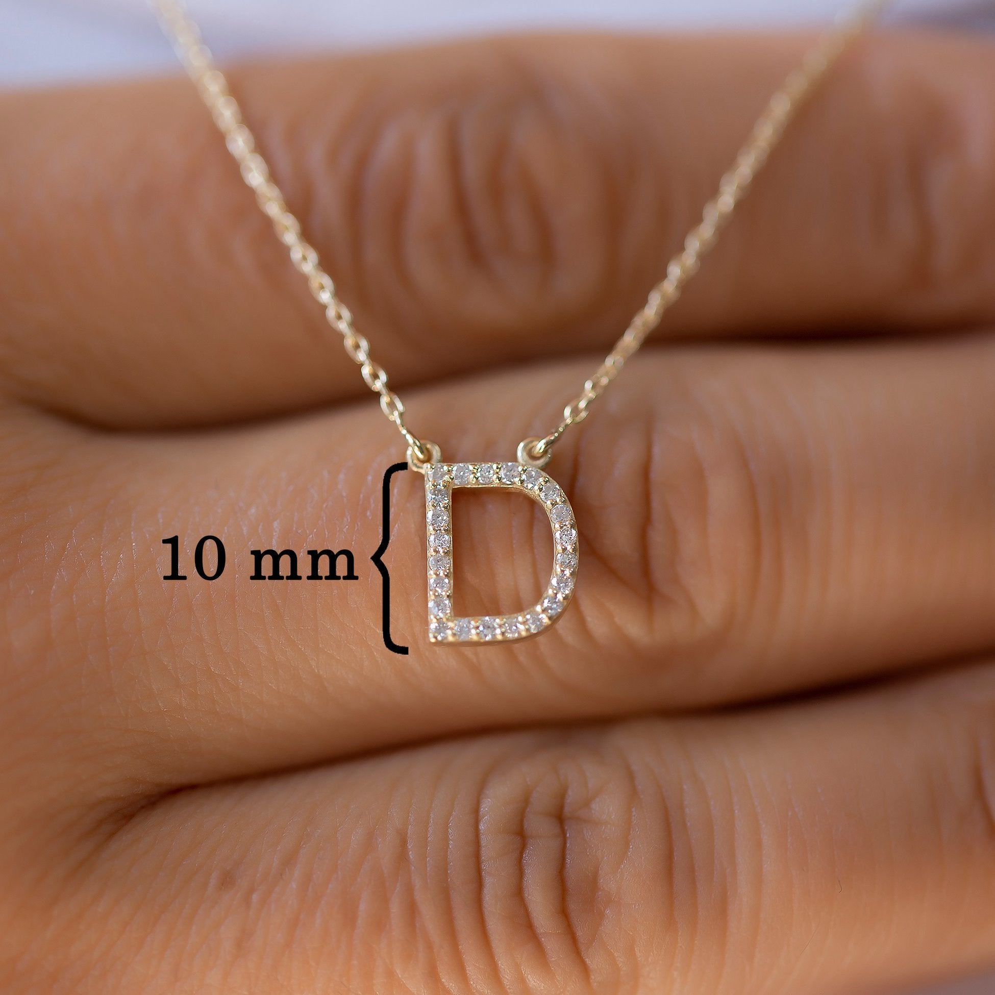 14K Gold Diamond Initial Necklace