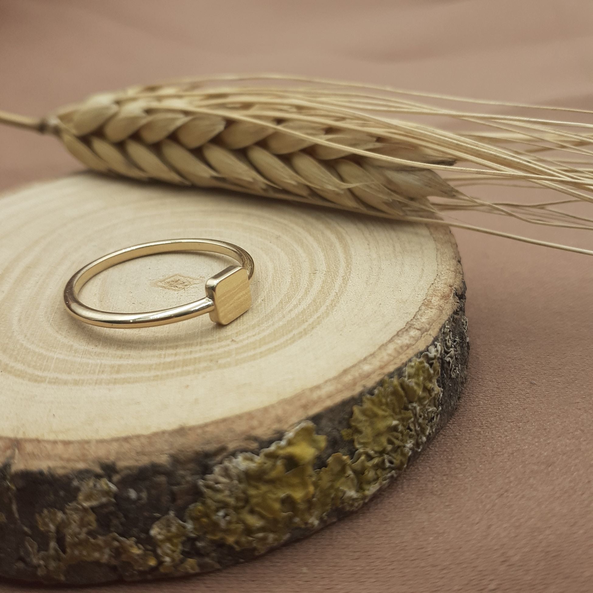 14K Gold Square Dainty Ring