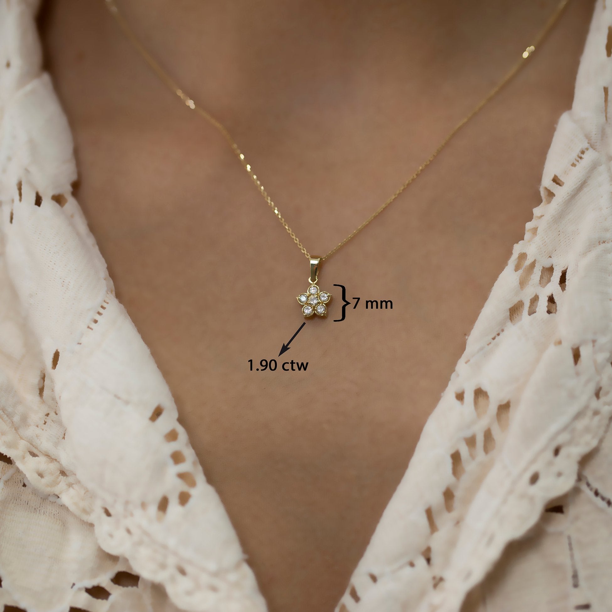 14K Gold Diamond Flower Necklace