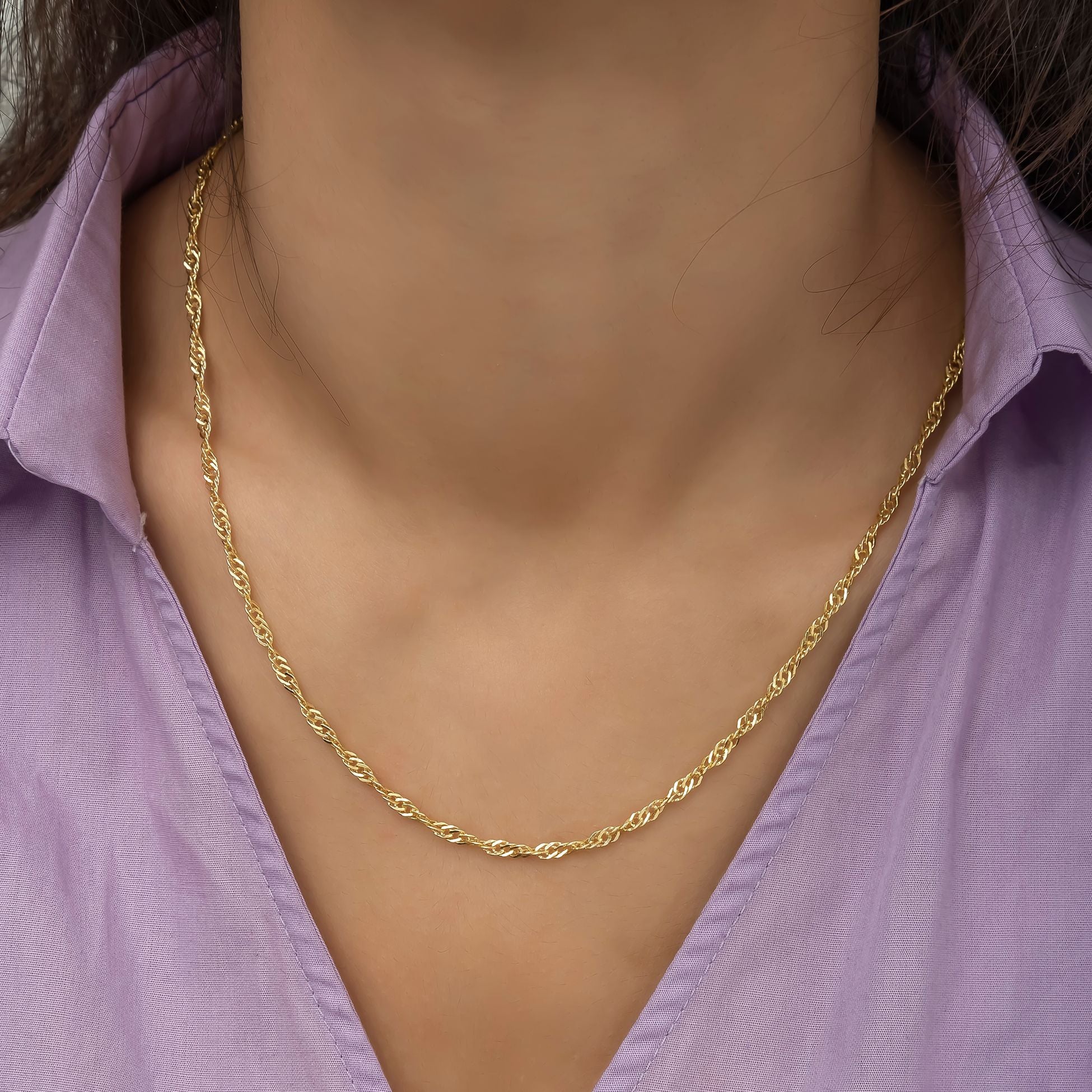 14K Gold Twist Chain Necklace