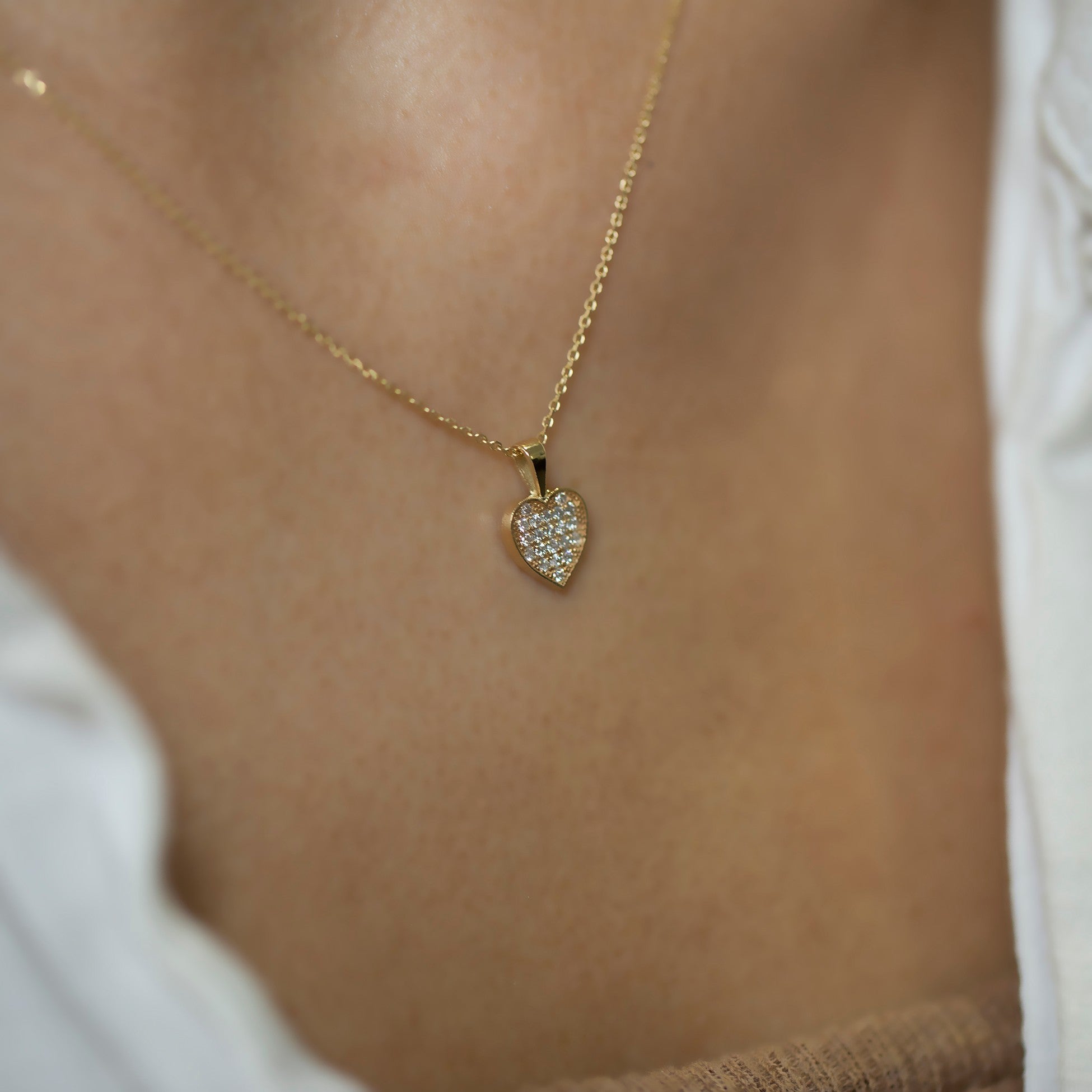 14K Gold Diamond Heart Necklace