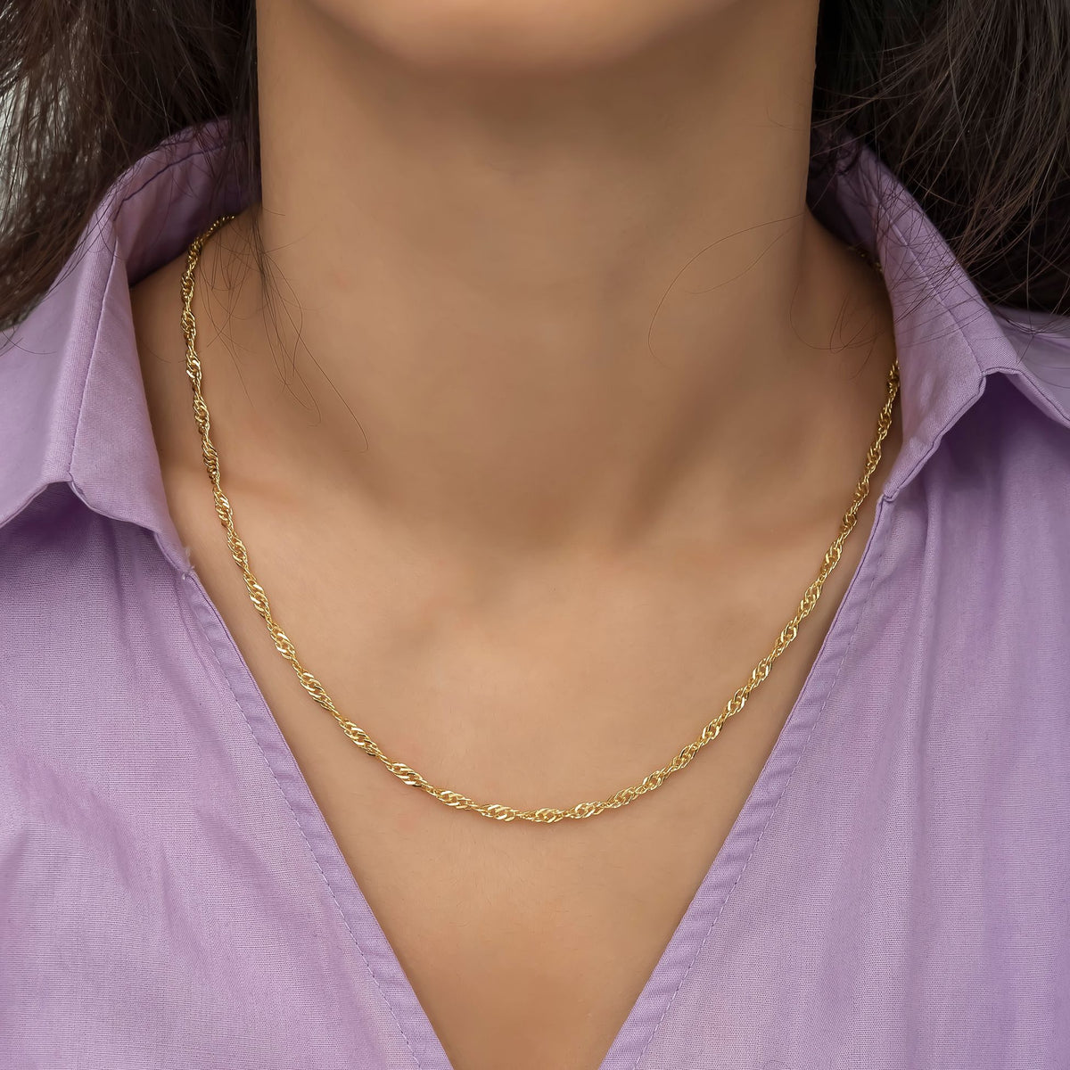 14K Gold Twist Chain Necklace