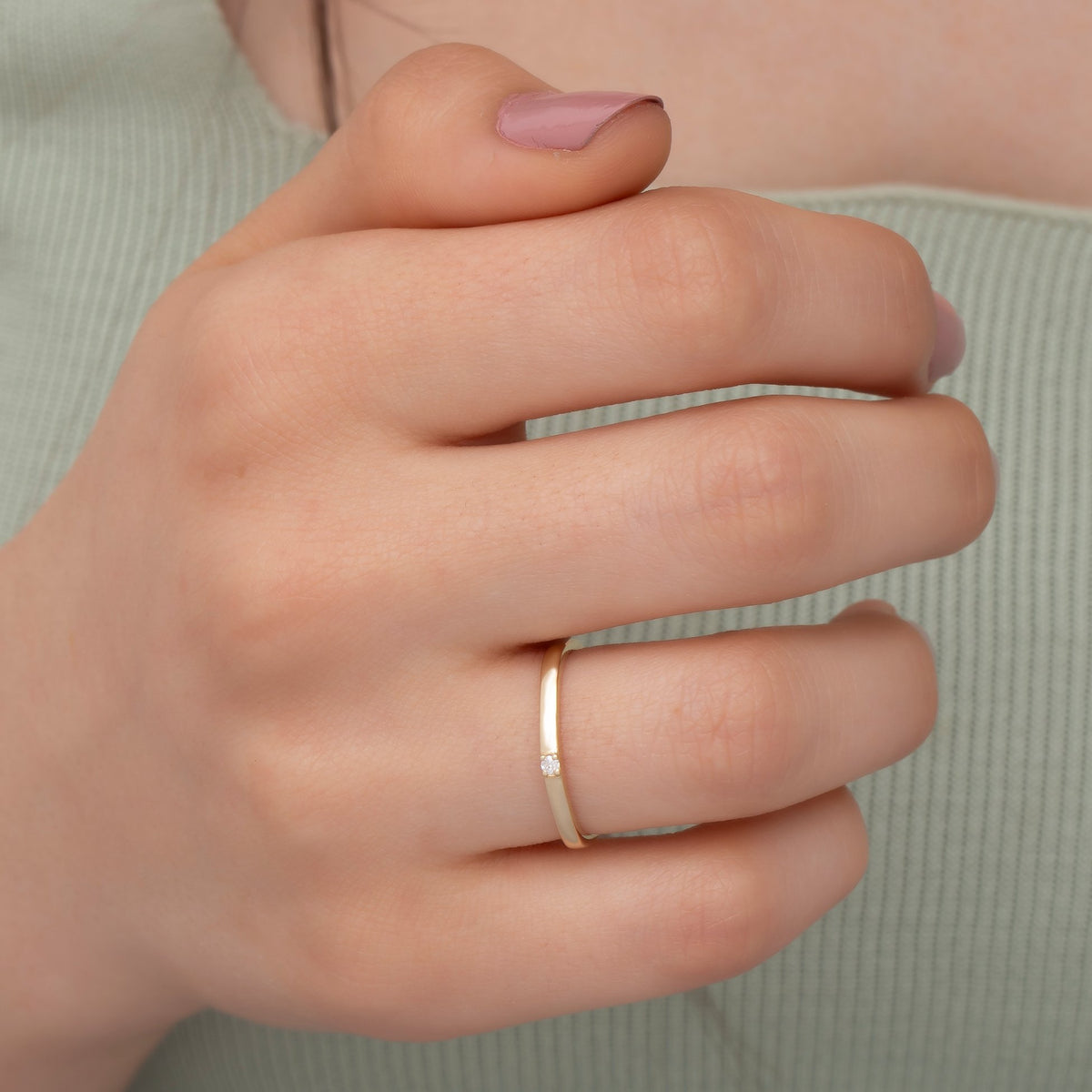 14K Solid Gold Geometric Faceted Ring