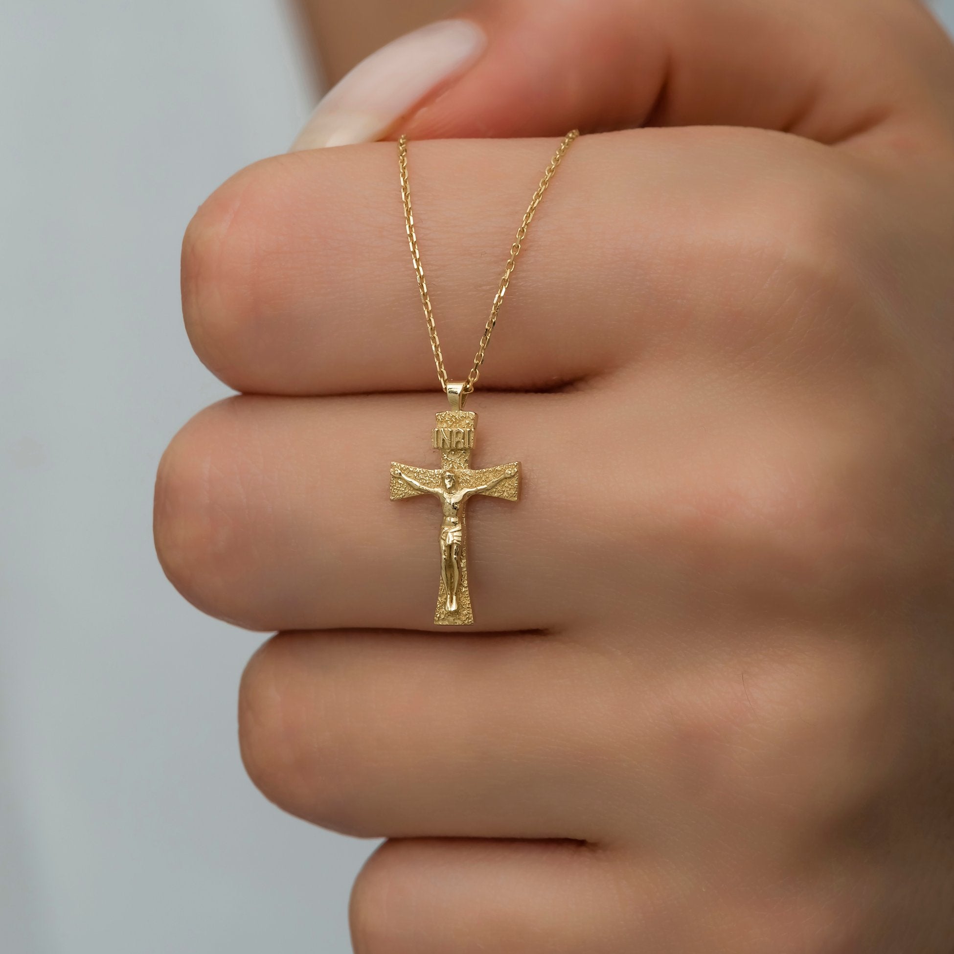 14K Gold Jesus Cross Necklace