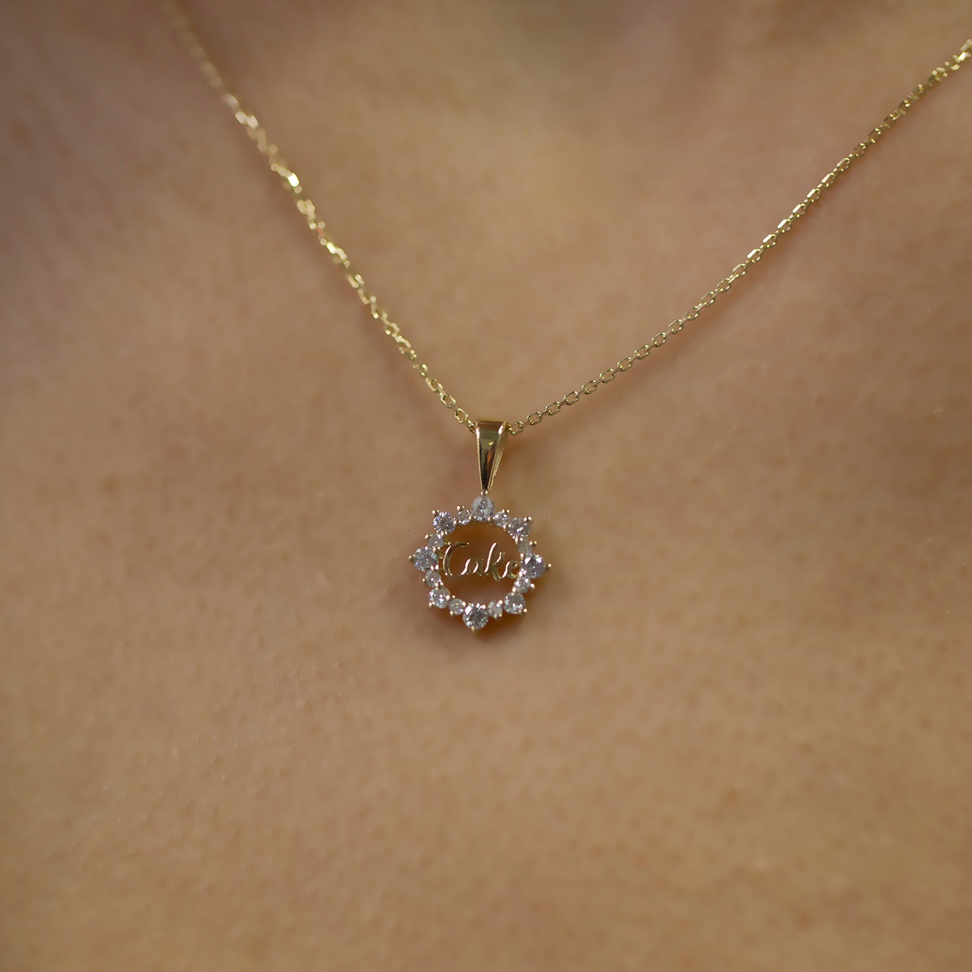 14K Gold Diamond Personalized Name Sun Necklace