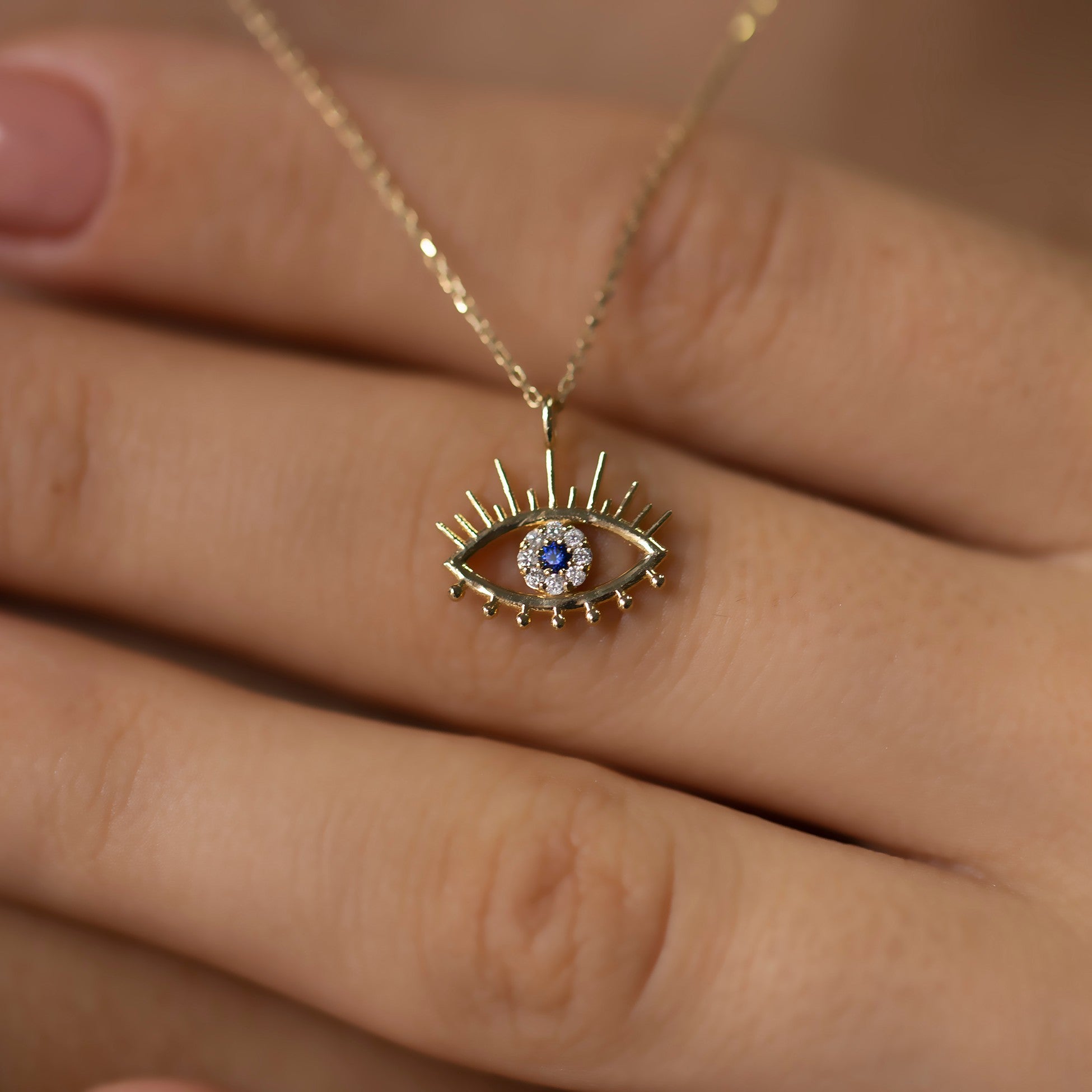 14K Gold Diamond The Lashed Eye Necklace