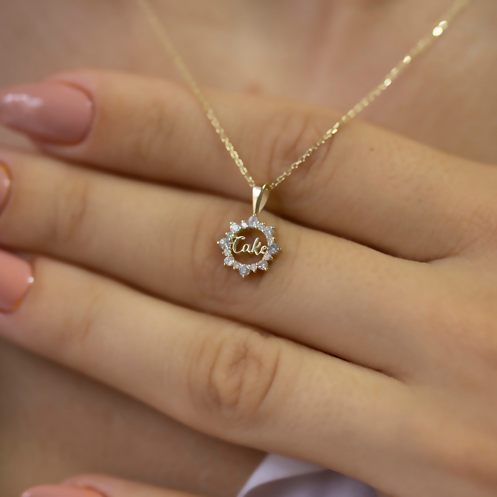 14K Gold Diamond Personalized Name Sun Necklace