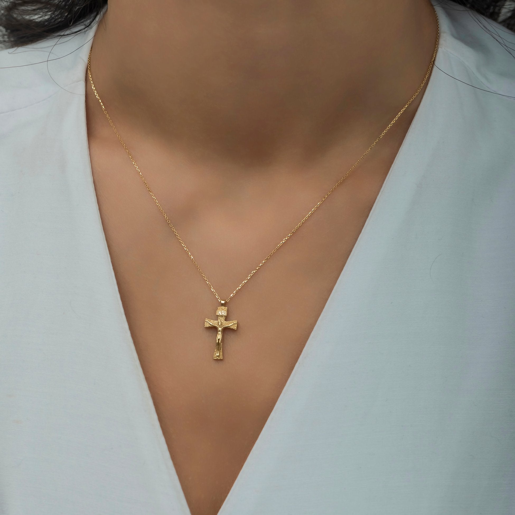 14K Gold Jesus Cross Necklace