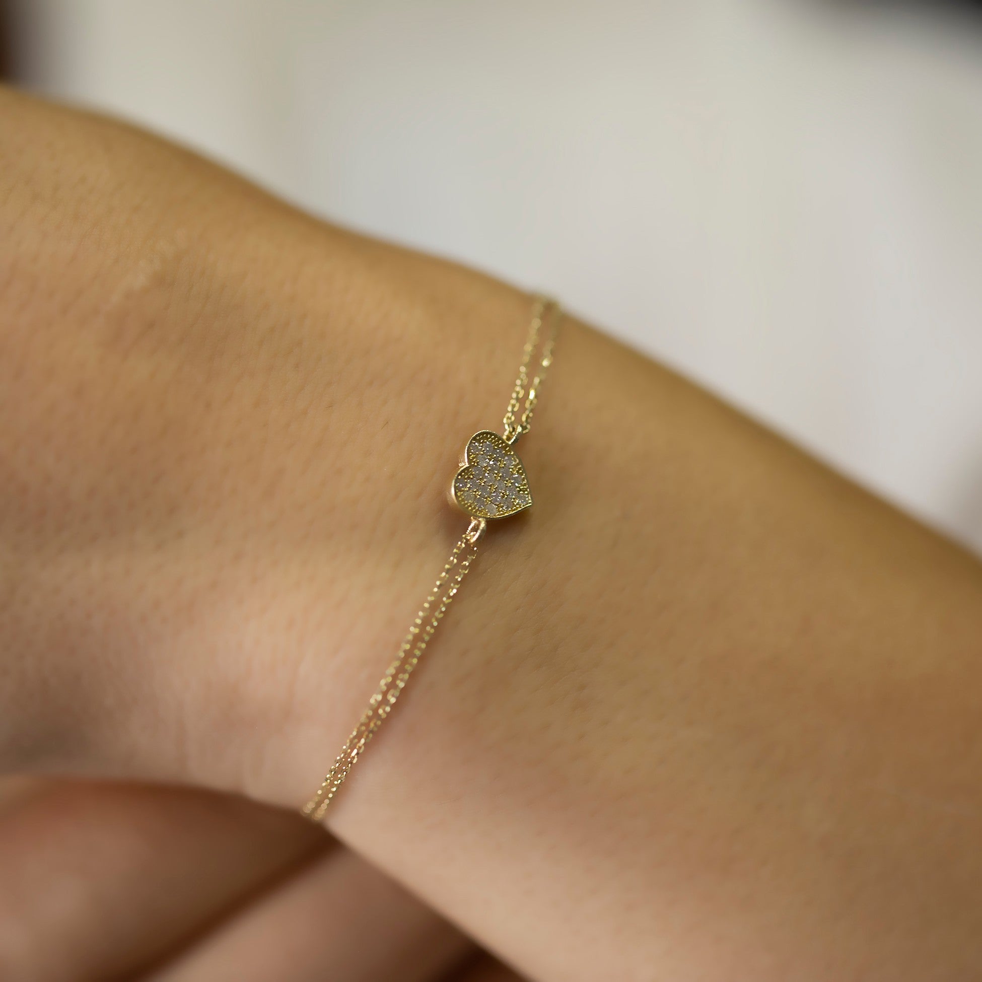 14K Gold Diamond Heart Bracelet