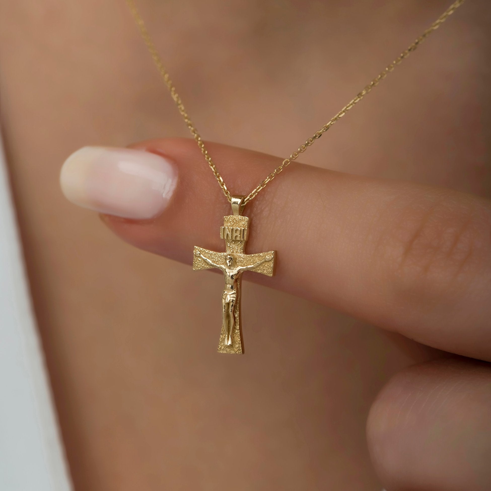 14K Gold Jesus Cross Necklace