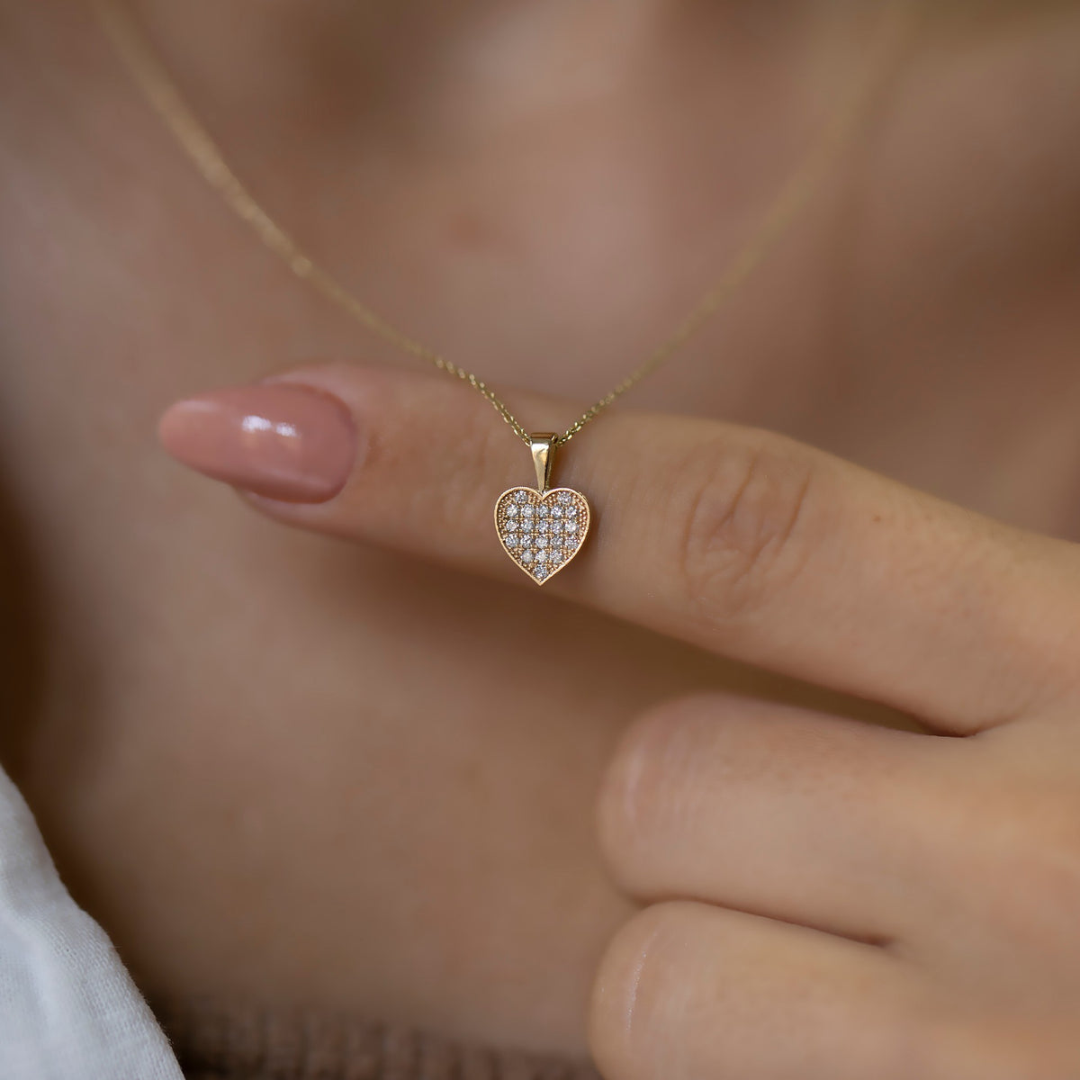 14K Gold Diamond Heart Necklace