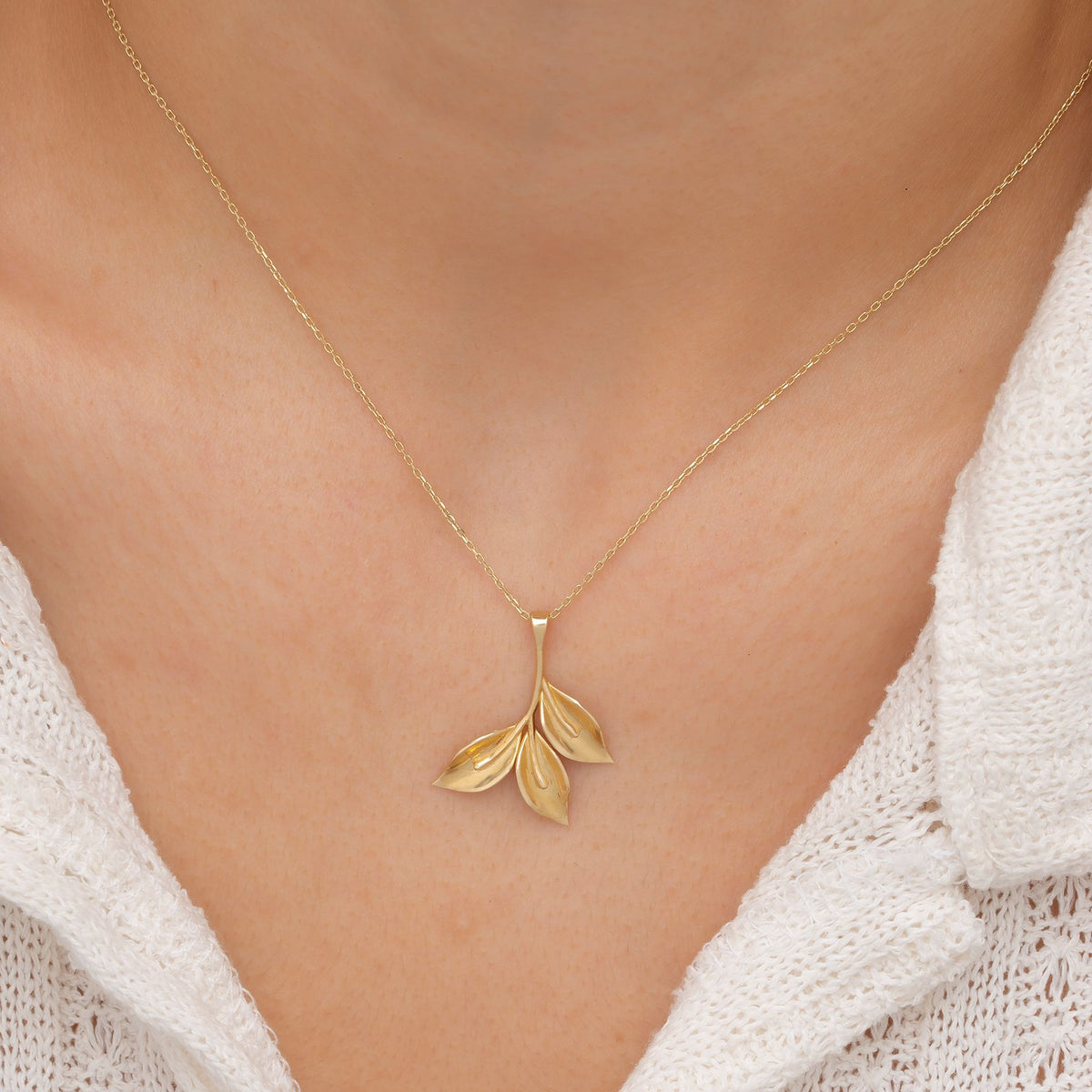 14K Gold Leaf Necklace