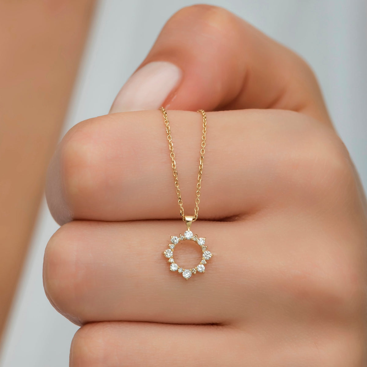 14K Gold Diamond Sun Necklace