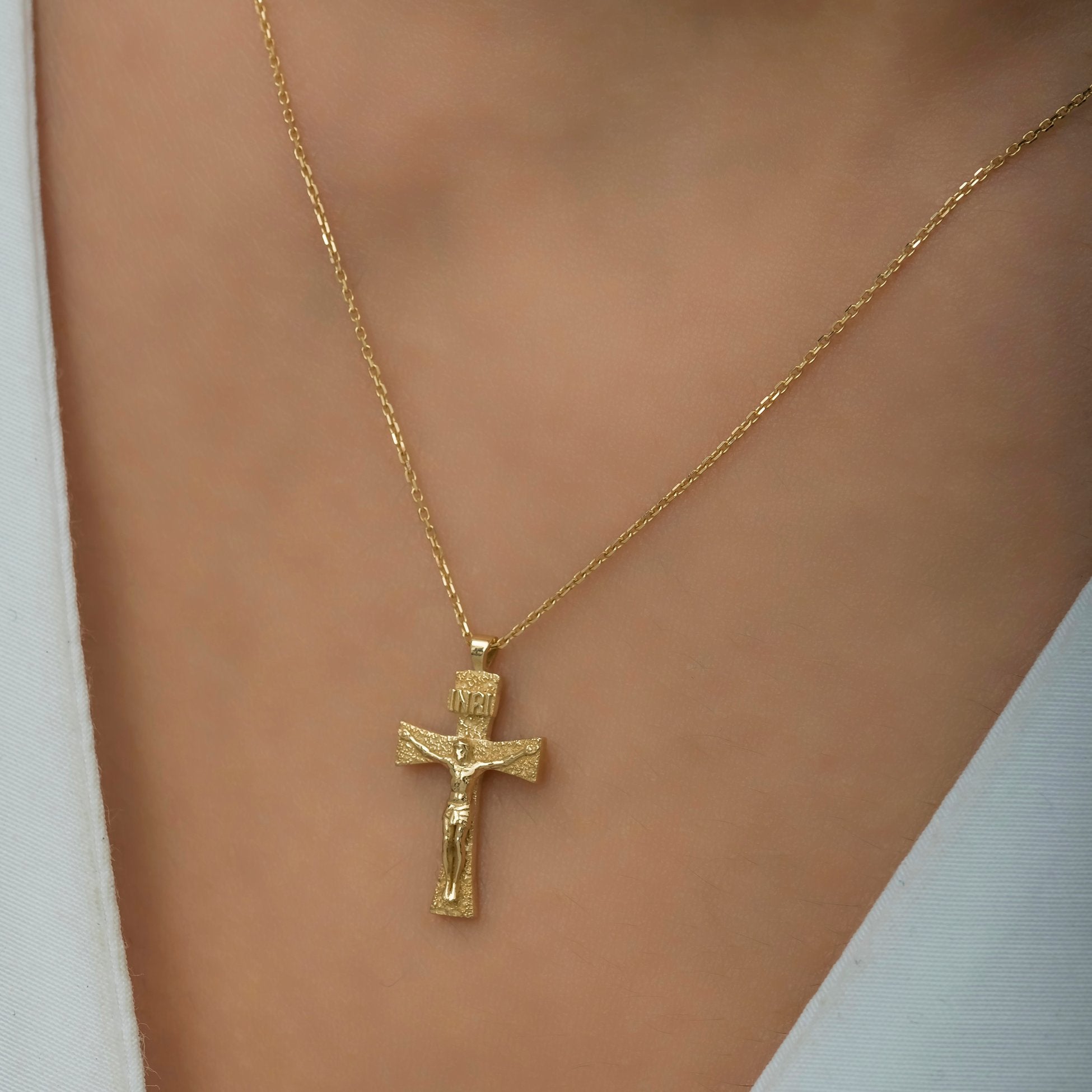 14K Gold Jesus Cross Necklace