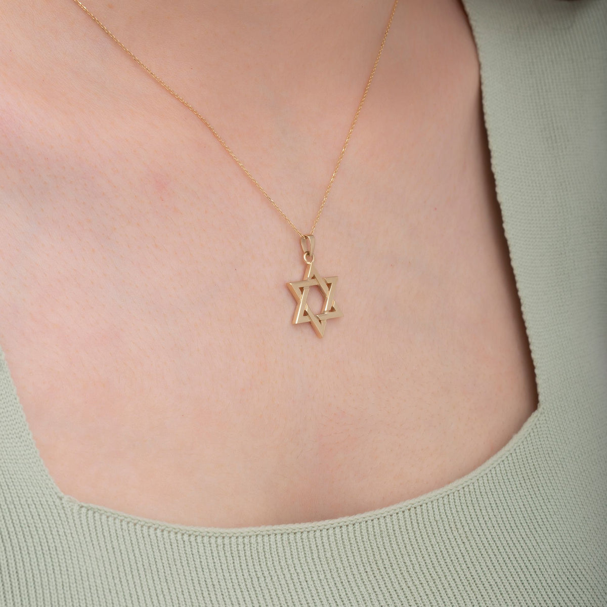 14K Solid Gold Star of David Necklace / Gold Celestial Necklace / Gold Star of David Pendants Gift for Her/ Birthday Gifts for Her