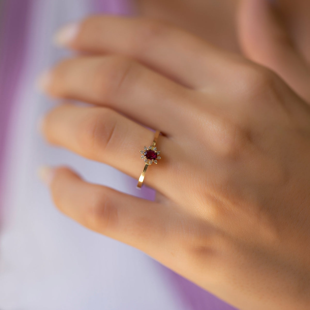 14K Gold Diamond Oval Cut Ruby Ring