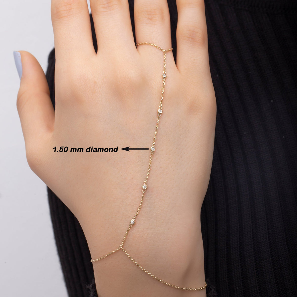 14K Gold Hand Chain Diamond Bracelet