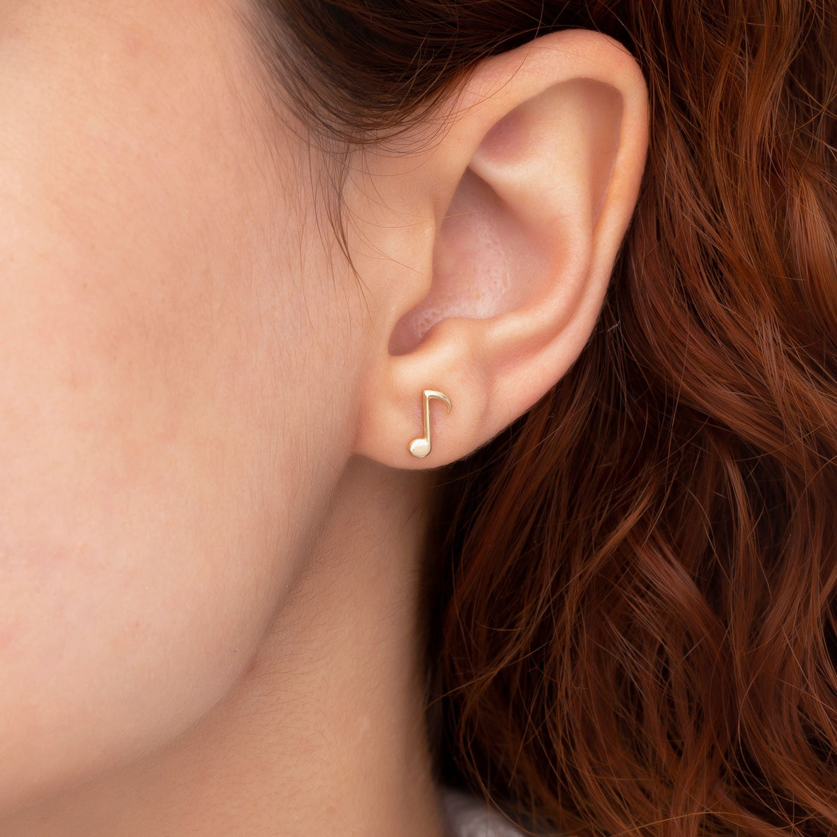 14K Gold Music Note Studs Earrings