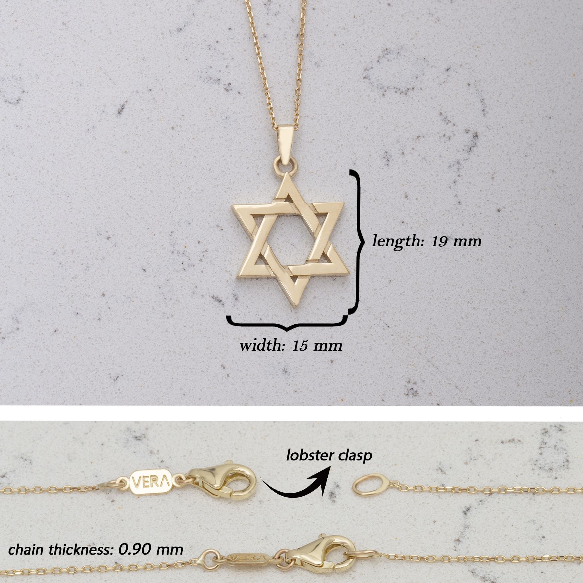 14K Solid Gold Star of David Necklace / Gold Celestial Necklace / Gold Star of David Pendants Gift for Her/ Birthday Gifts for Her