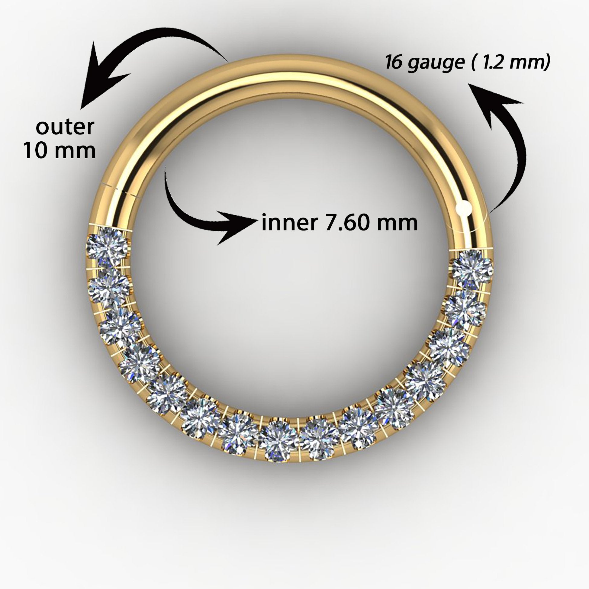 14K Gold Diamond Tragus Hoop Earring