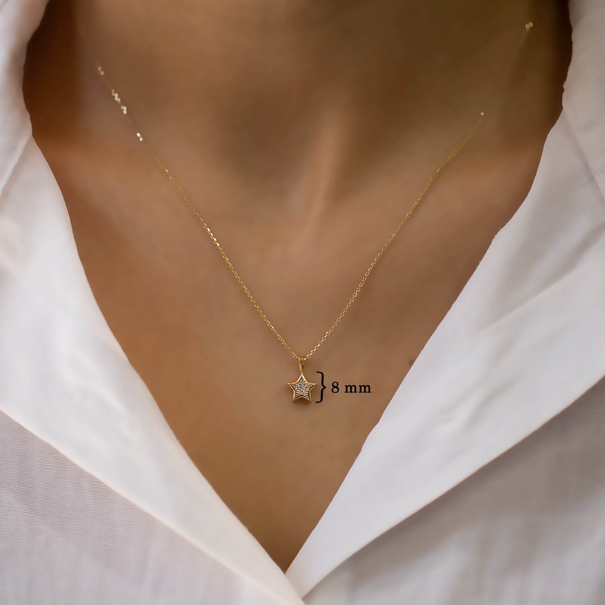 14K Gold Diamond Minimalist Star Necklace