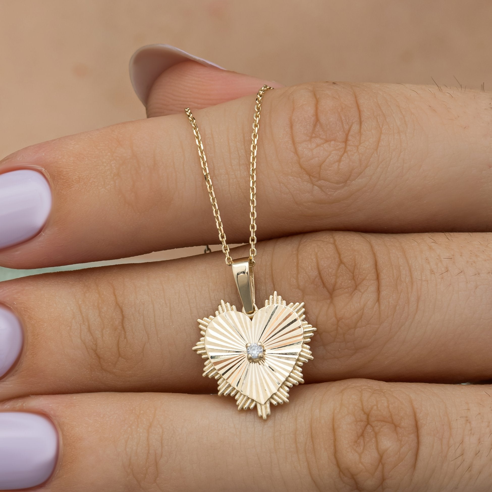 14K Solid Gold Solitaire Diamond Necklace