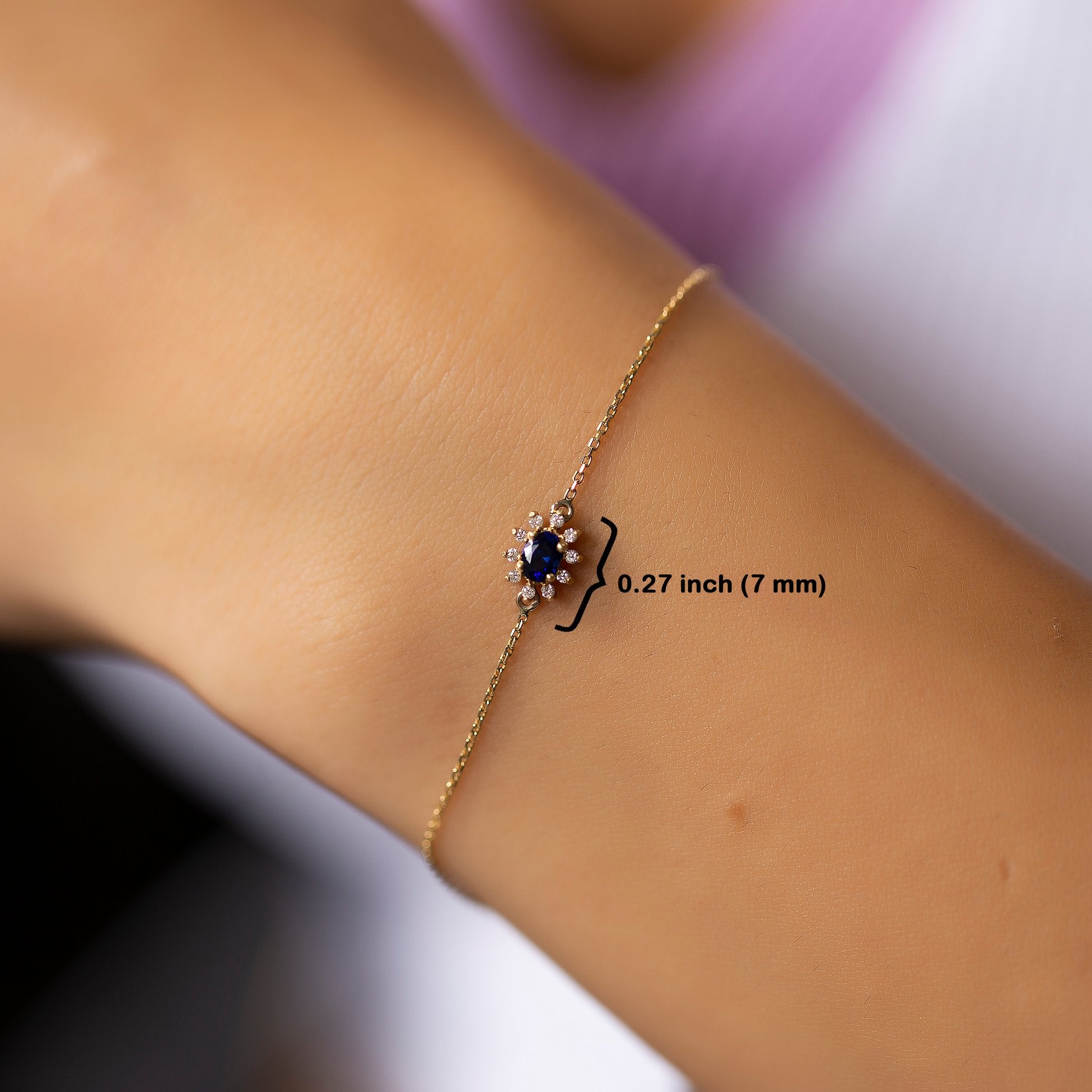 14K Gold Diamond Oval Cut Sapphire Bracelet