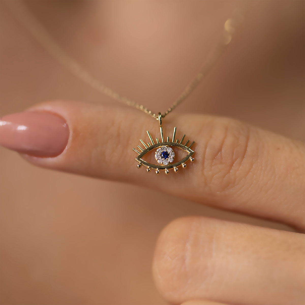 14K Gold Diamond The Lashed Eye Necklace