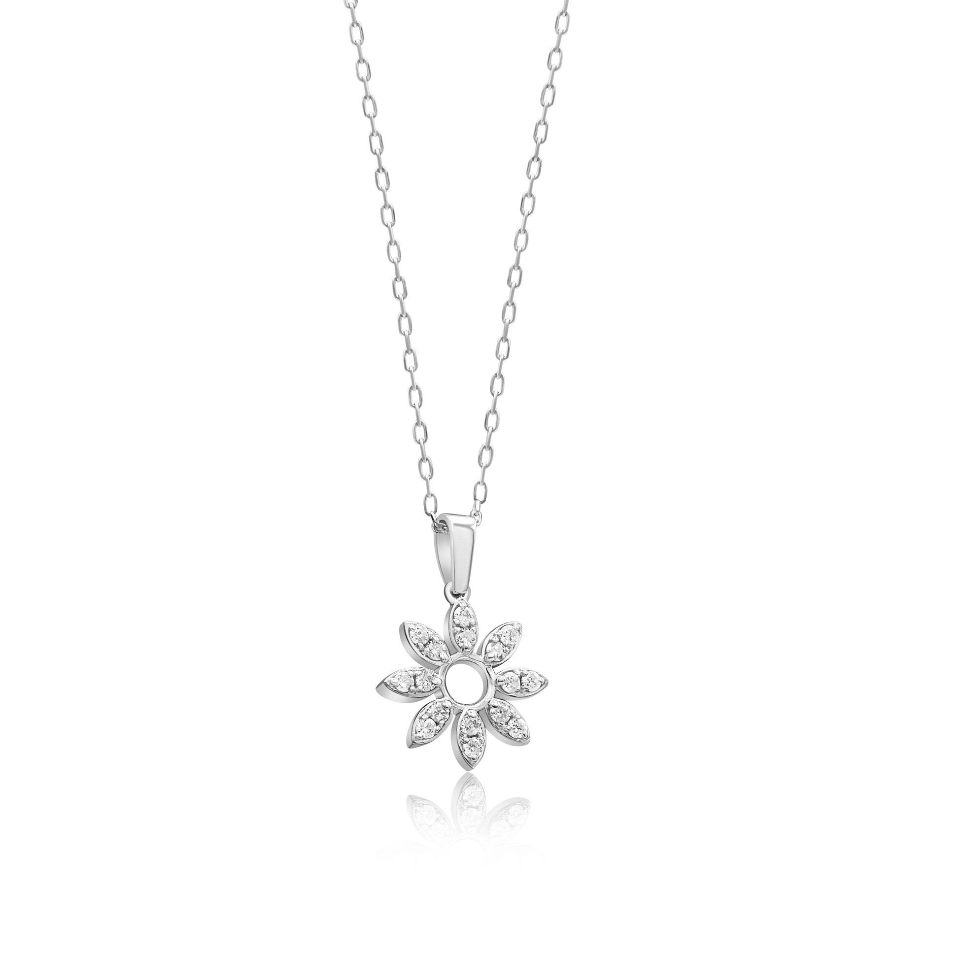 14K Gold Diamond Flower Necklace for Woman