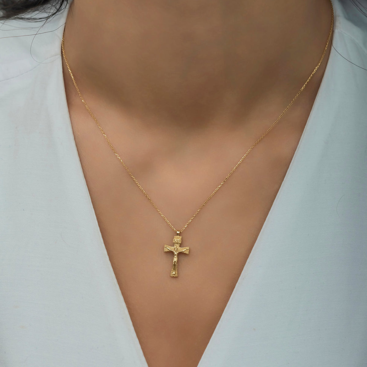 14K Gold Jesus Cross Necklace