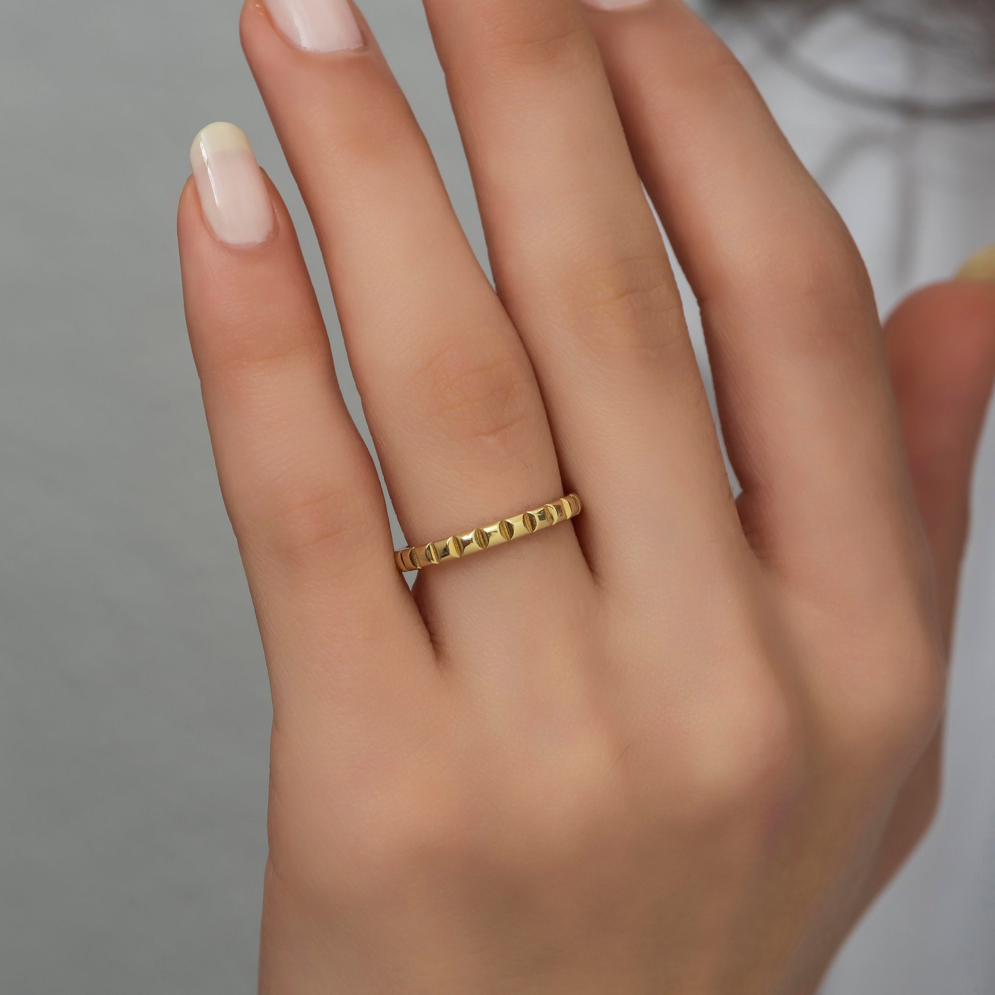 14K Gold Square Detail Ring