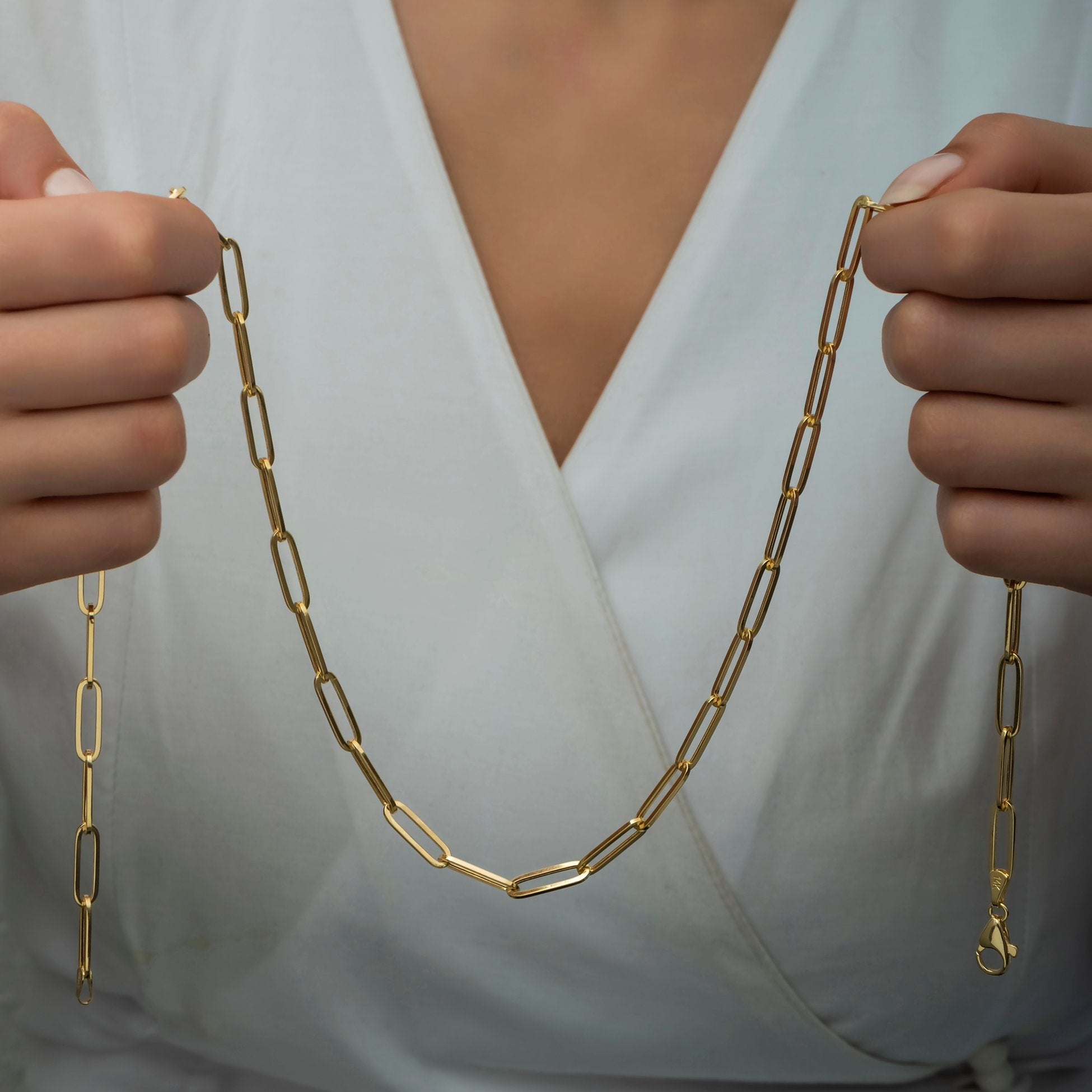 14K Gold Paperclip Chain Necklace