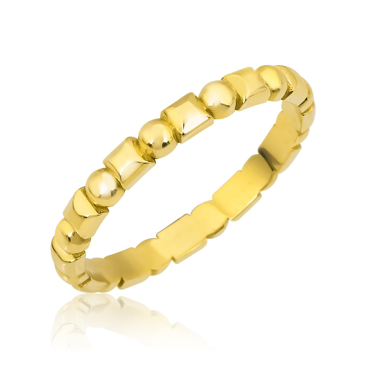 14K Gold Square and Round Detail Ring