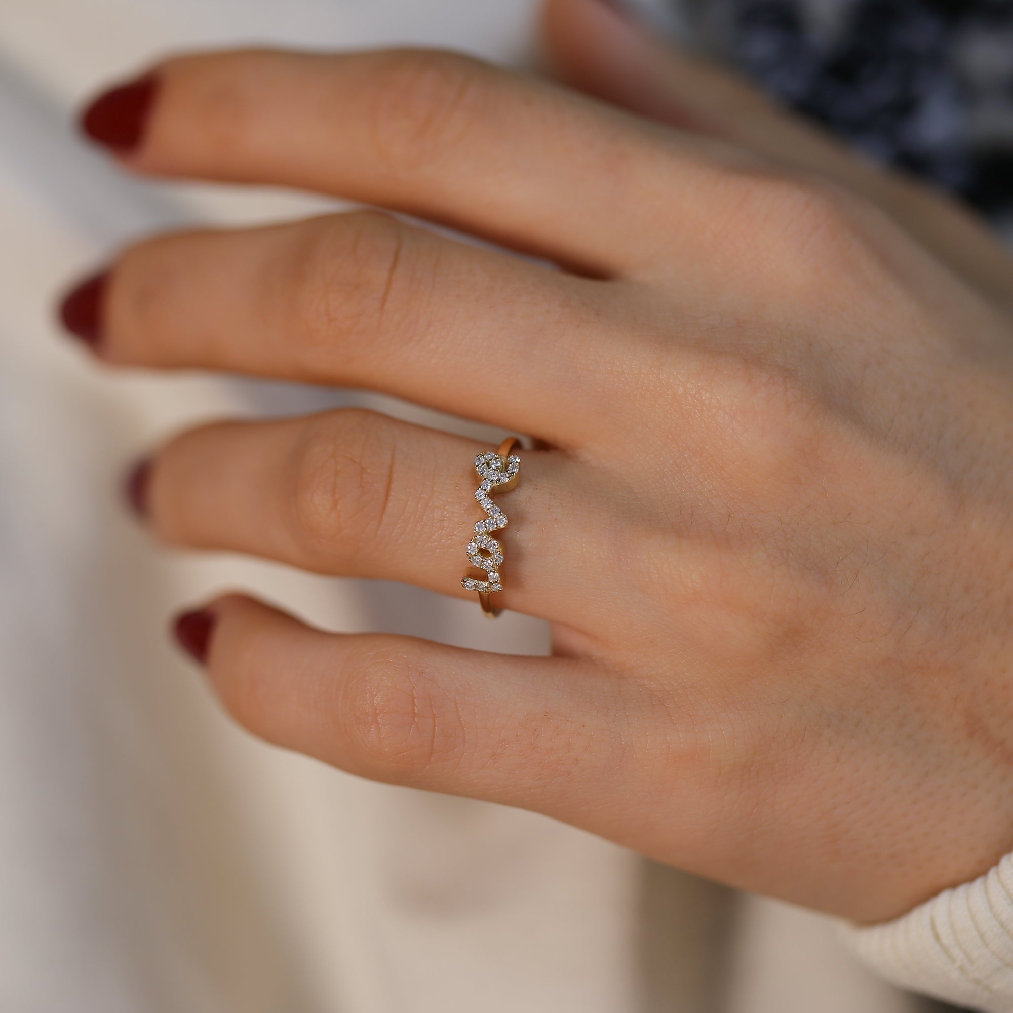 14K Gold Diamond Love Ring – Amoria