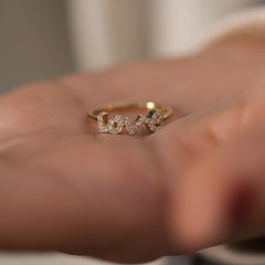 14K Gold Diamond Love Ring – Amoria