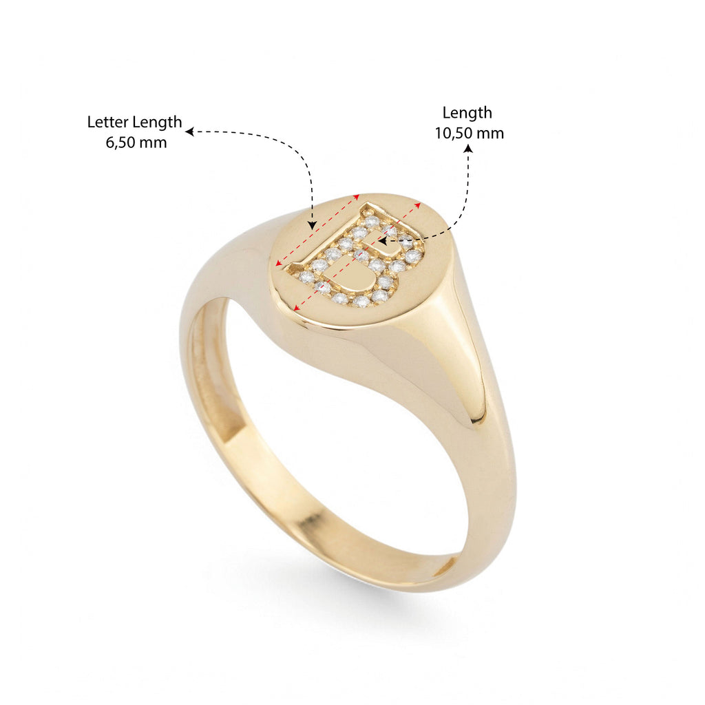 14K Gold Diamond Initial Signet Ring – Arlo