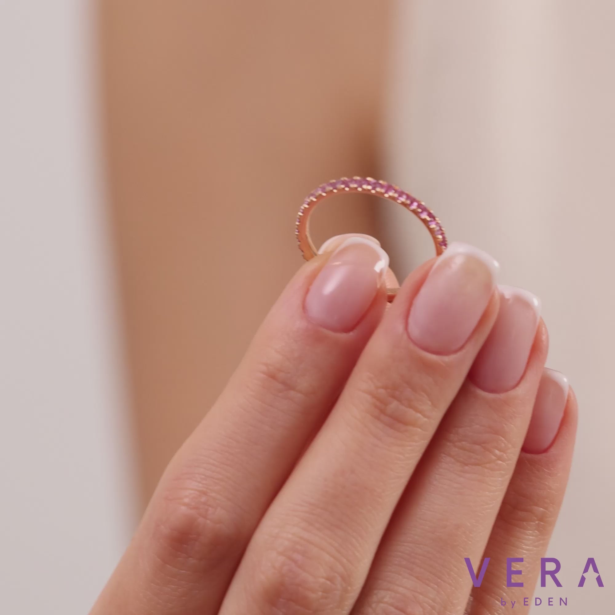 14K Gold Pink Sapphire Full Eternity Band Ring — Belloria